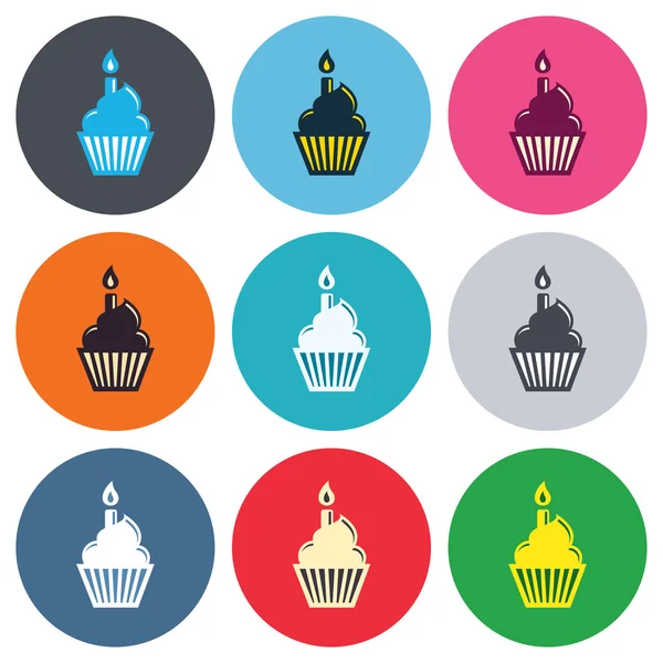 Iconos de signo de pastel de cumpleaños — Vector de stock