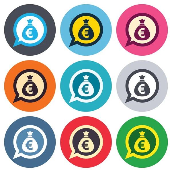 Dinero bolsa signo iconos — Vector de stock