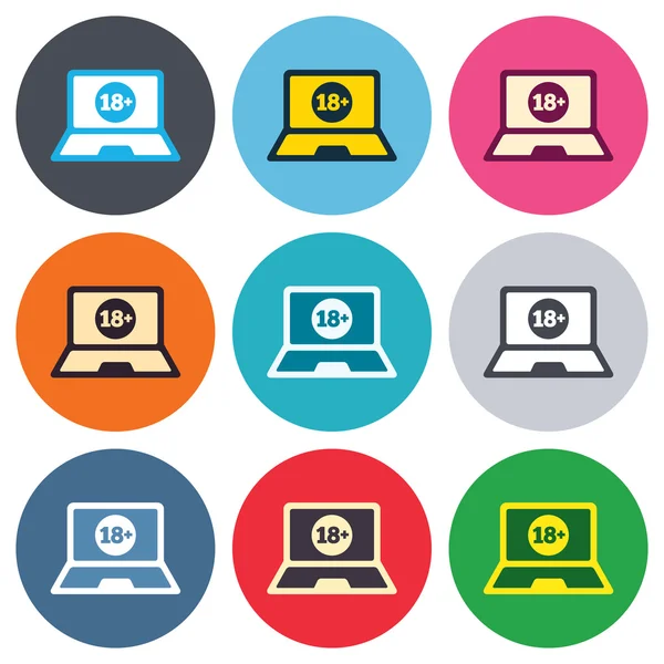 Adults content laptop icons — Stock Vector