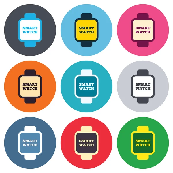 Signo de reloj inteligente iconos — Vector de stock