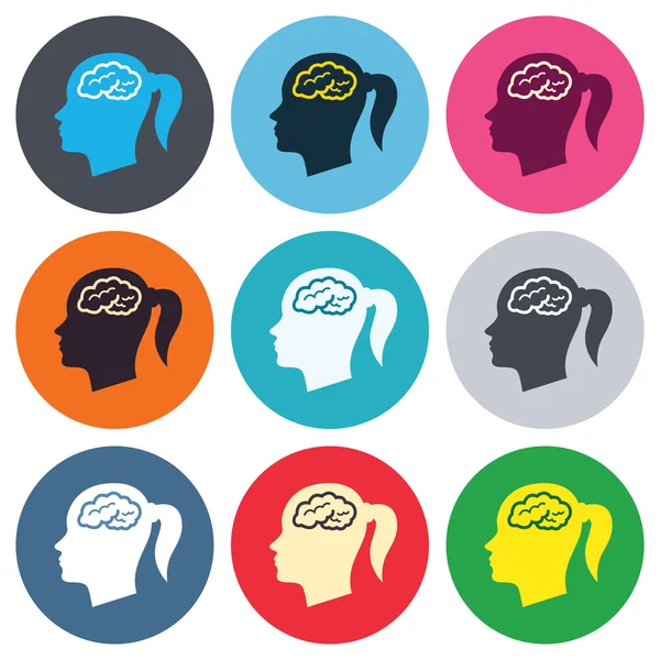 Head with brain signs — Stock Vector