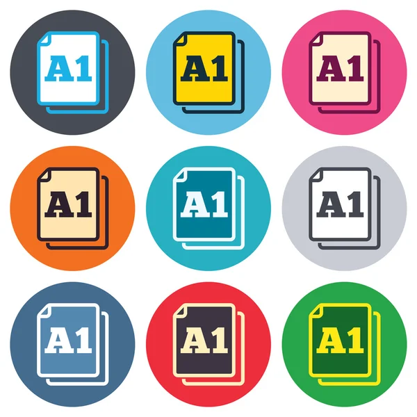 Paper size A1 standard icons — Stock Vector