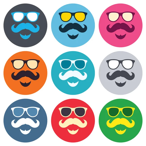 Signos de bigote y gafas — Vector de stock