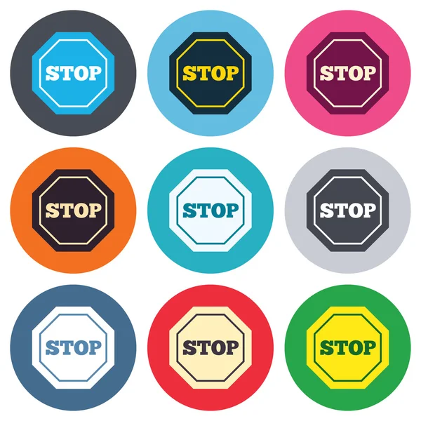 Ícones de sinal de parada de tráfego — Vetor de Stock