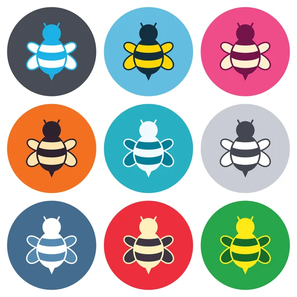 Signo de abeja iconos — Vector de stock