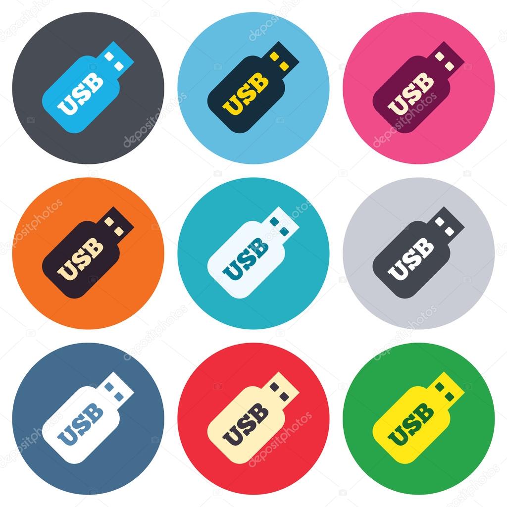 Icone del segno di chiavetta USB — Vettoriale Stock