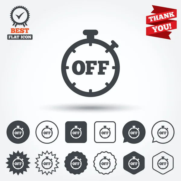 Timer off segno icone — Vettoriale Stock