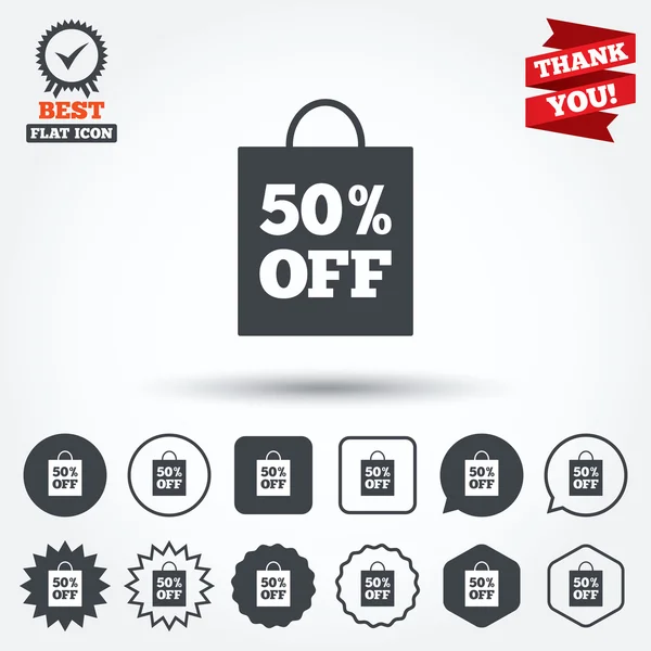 50 percent sale bag tag sign icon. — Stock Vector