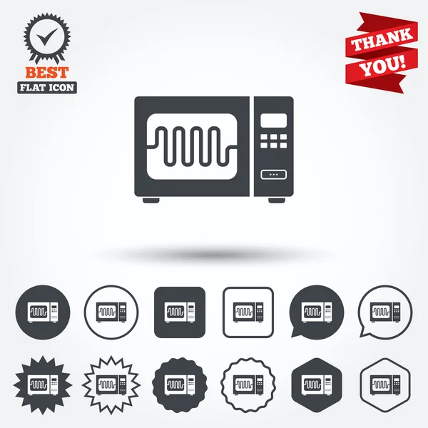 Microwave oven sign icons — Stock Vector