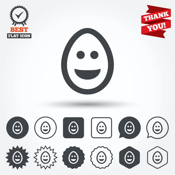 Smile egg face sign icons — Stock Vector