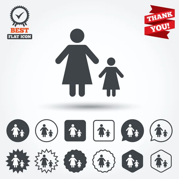 One-parent family  icons — Stock Vector