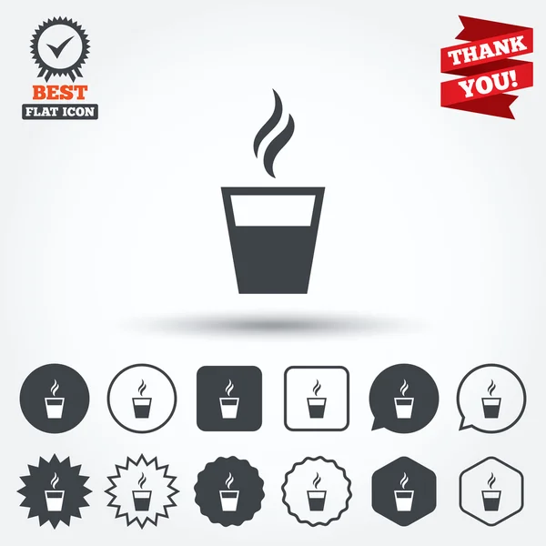 Koffie glas teken pictogrammen — Stockvector