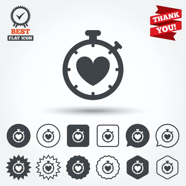 Icônes de signe Heart Timer — Image vectorielle