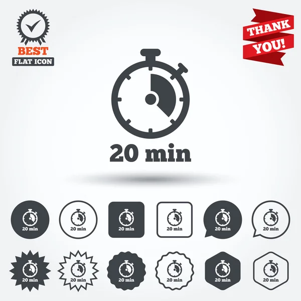 Timer segno icone — Vettoriale Stock