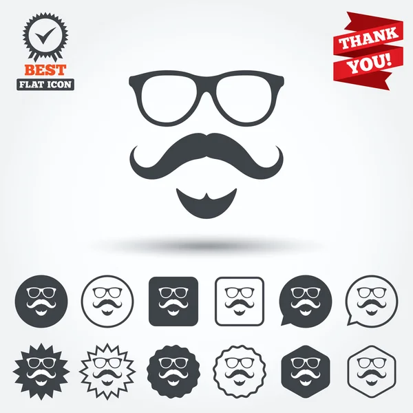 Symbole für Schnurrbart und Brille — Stockvektor
