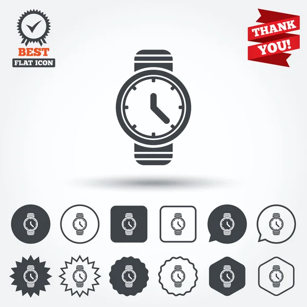 Náramkové hodinky znak ikony — Stockový vektor