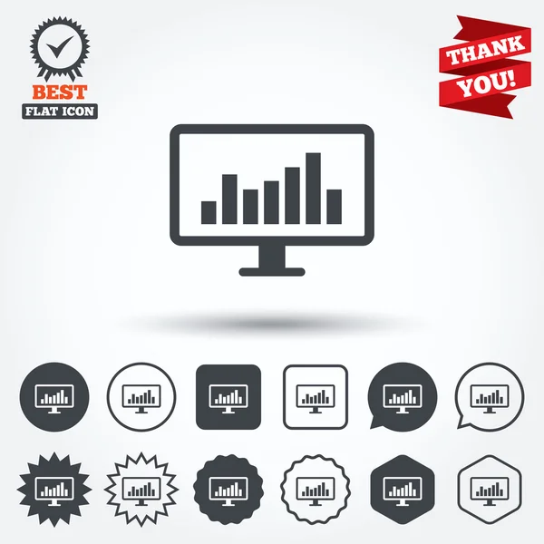 Ícones de sinal do monitor de computador — Vetor de Stock