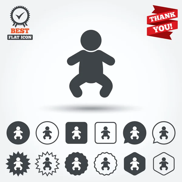 Baby barn tecken ikoner — Stock vektor