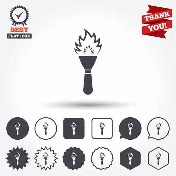 Torche flamme signe icônes — Image vectorielle