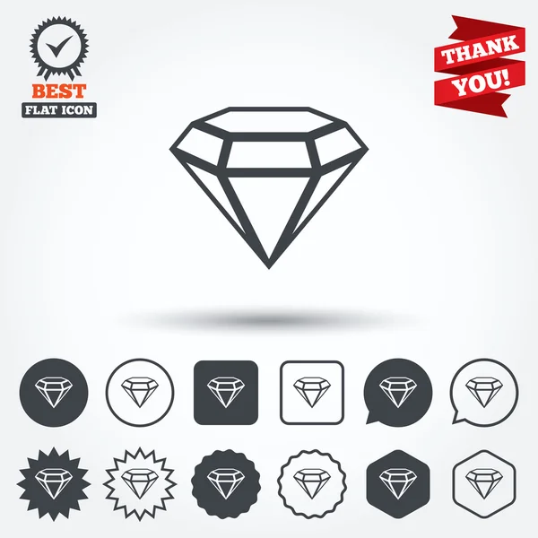 Diamant teken pictogrammen — Stockvector