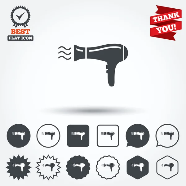 Hairdryer sign icons — Stock Vector