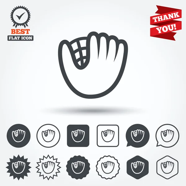 Icônes de signe de gant de baseball — Image vectorielle