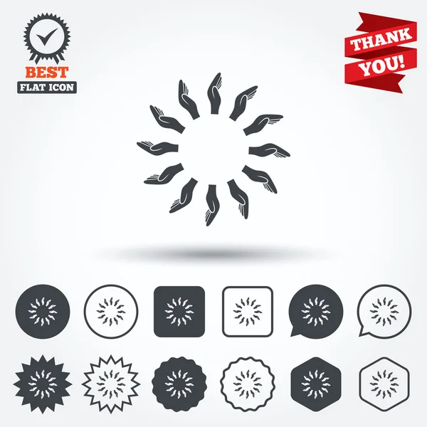 寄付の手サイン アイコン — ストックベクタ