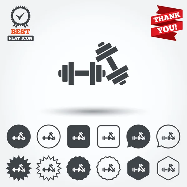 Dumbbells signo iconos — Vector de stock