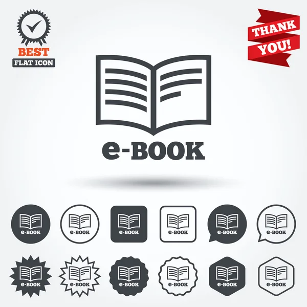 Iconos de signo de libro electrónico — Vector de stock