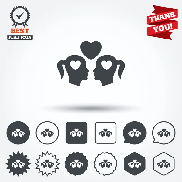 Lesbian couple sign icons — Stock Vector