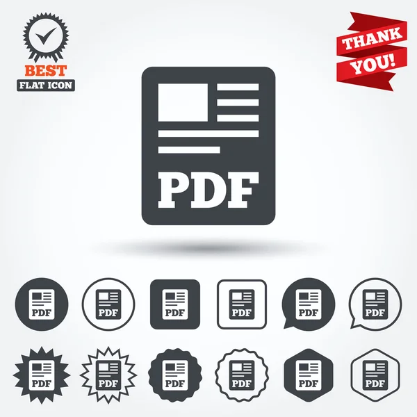 Αρχείο PDF έγγραφο εικονίδια — Διανυσματικό Αρχείο