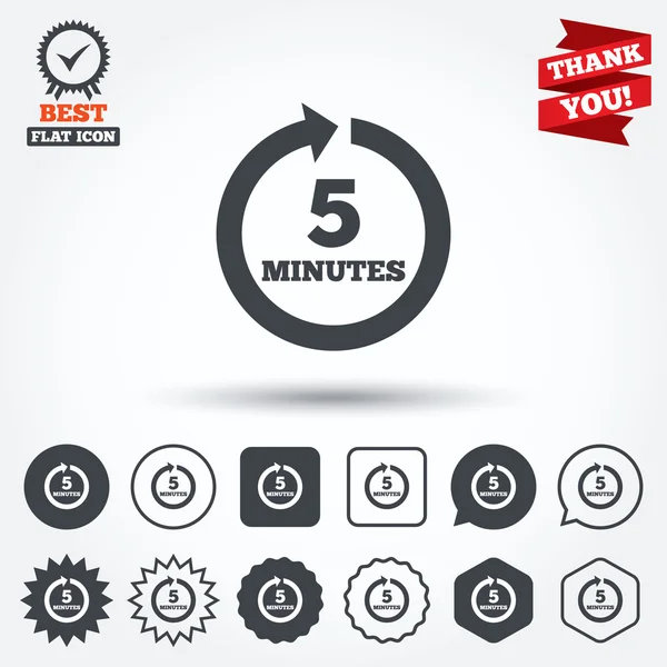 Toutes les 5 minutes signe icônes — Image vectorielle