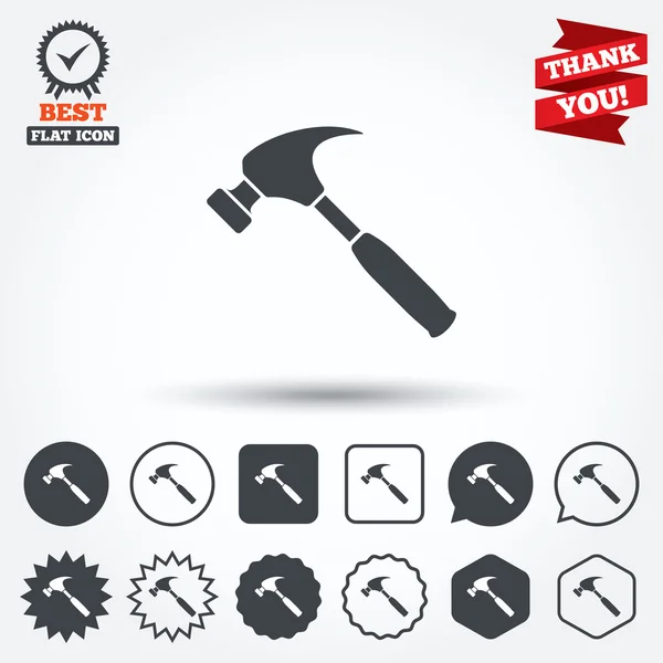 Hammer tecken ikoner — Stock vektor
