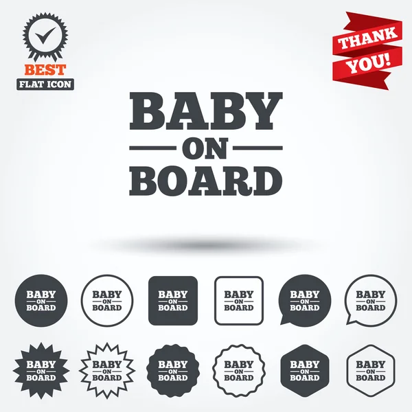 Baby on board sign icons — Stock Vector