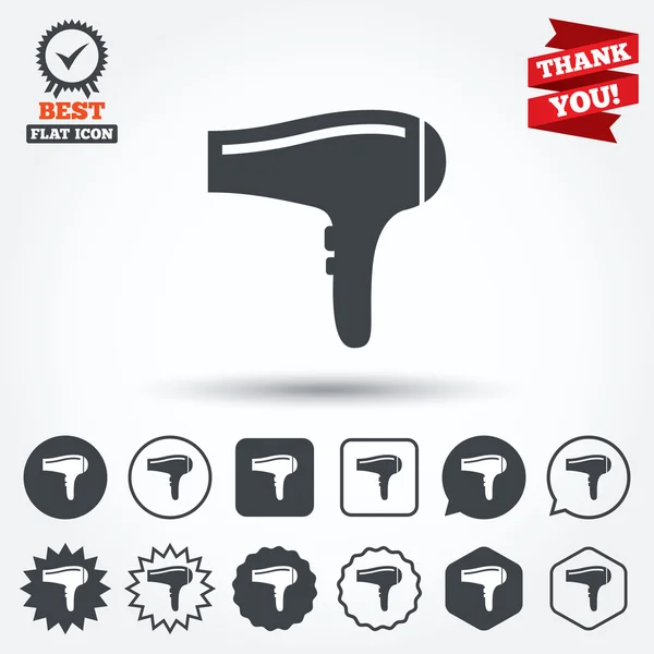 Saç kurutma makinesi işareti simgeleri — Stok Vektör