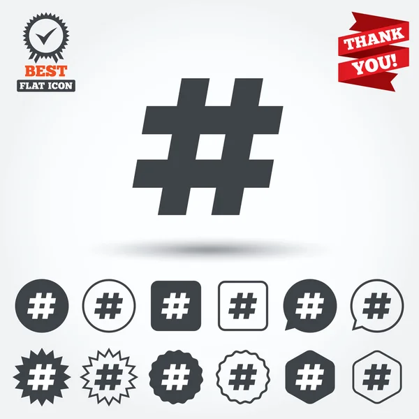 Hashtag teken pictogrammen — Stockvector