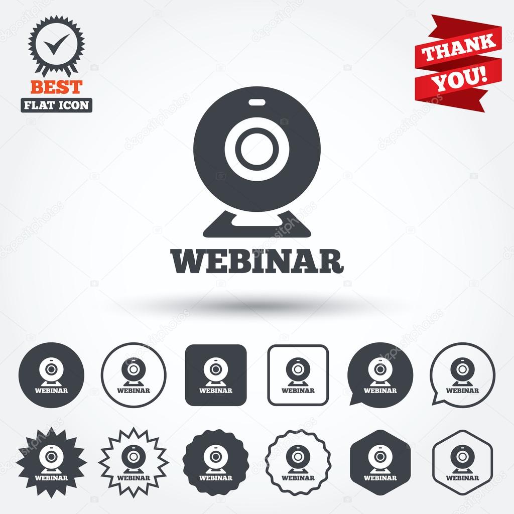 Webinar web camera sign icons