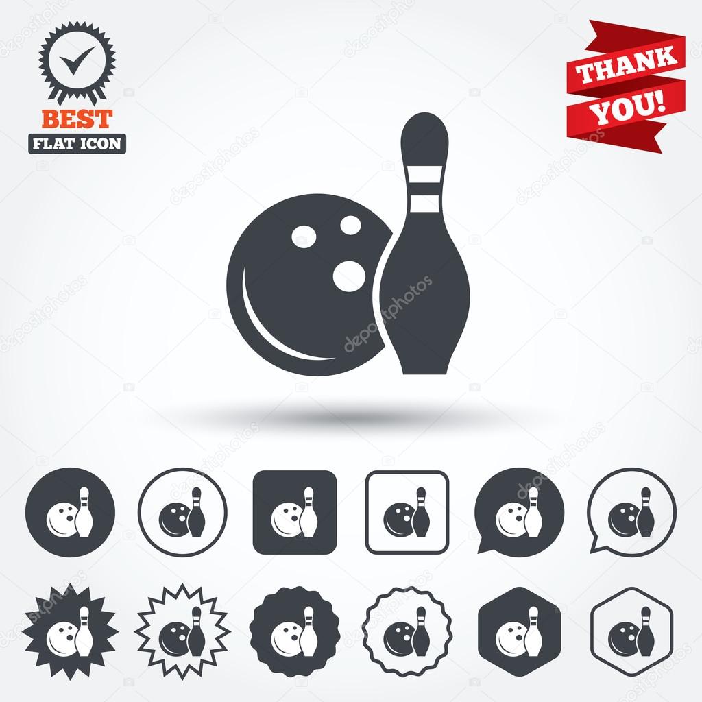 Bowling game sign icons