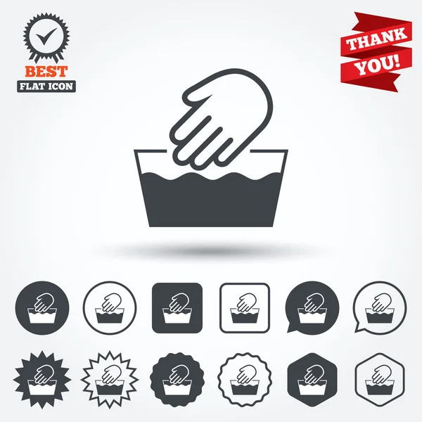 Hand wash tecken ikoner — Stock vektor