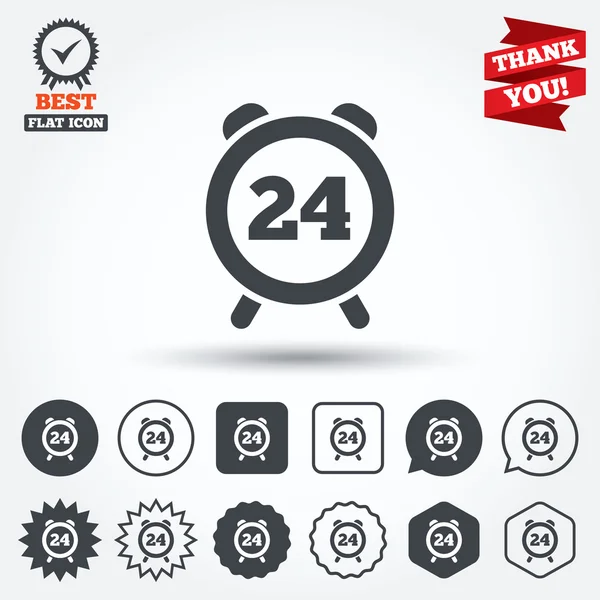 24 timmar om tid tecken ikoner — Stock vektor