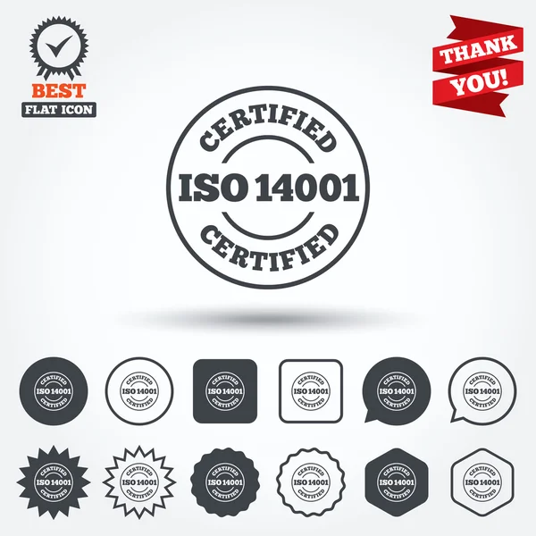 ISO 14001 sertifikalı işaretleri — Stok Vektör