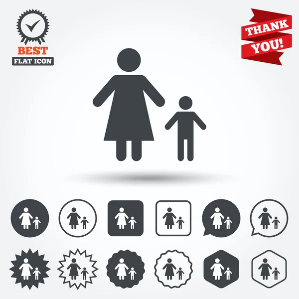 One-parent family  icons — Stock Vector