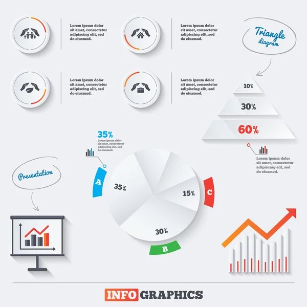 Handen verzekering pictogrammen. — Stockvector