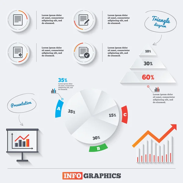 Piramidediagram met documentpictogrammen. — Stockvector