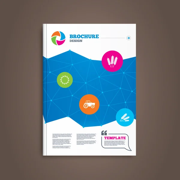 Landbouw-Brochure en pictogrammen. — Stockvector