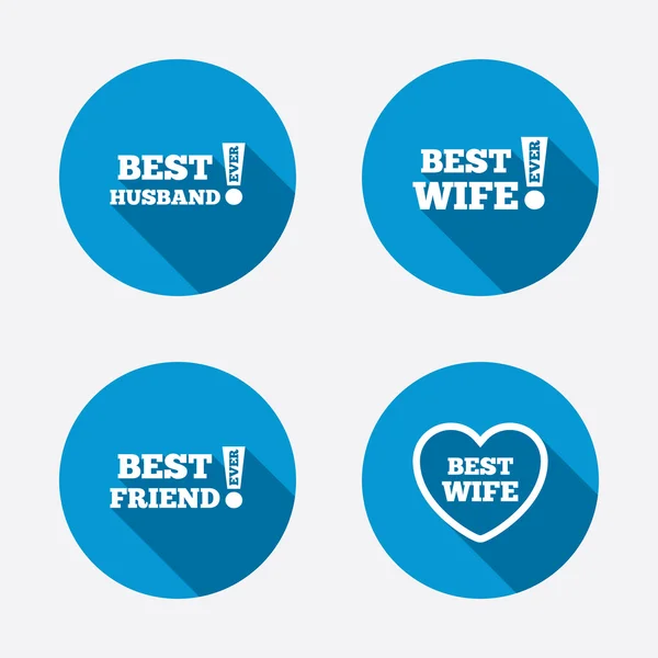 Melhores ícones de esposa, marido e amigo . —  Vetores de Stock