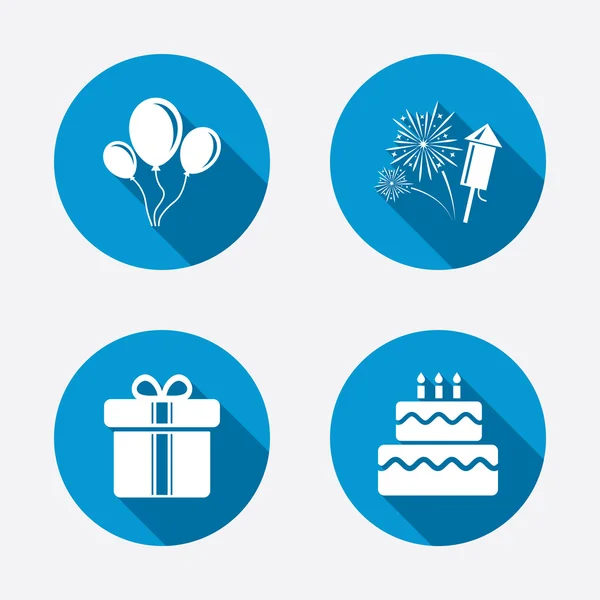 Iconos de fiesta de cumpleaños. — Vector de stock