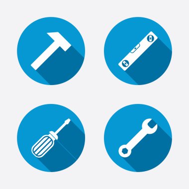 Tornavida ve İngiliz anahtarı anahtar aracı simgeler.