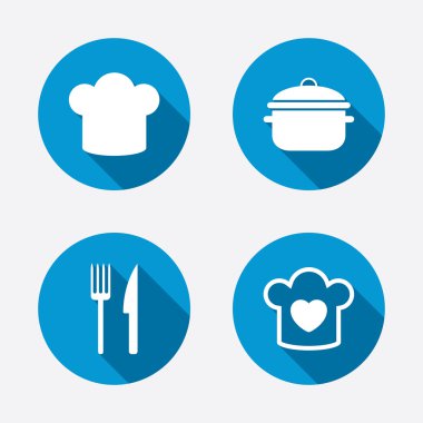 Şef şapka, pişirme Pan simgeler.