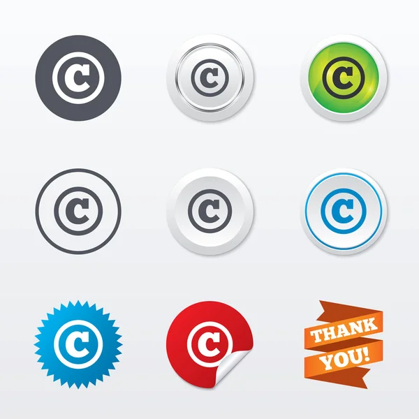 Signo de copyright iconos — Archivo Imágenes Vectoriales